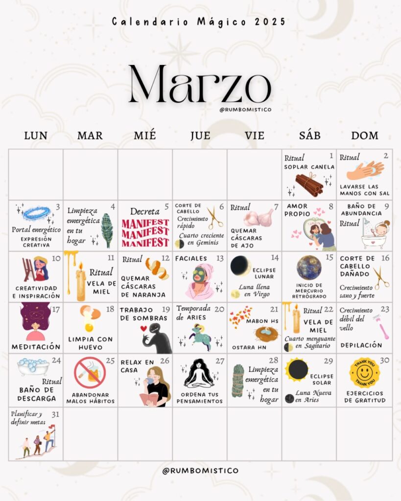 Calendario Marzo 2025